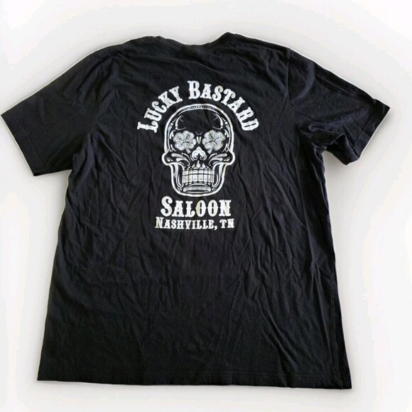 Bella+Canvas T Shirt Men XL Black Lucky Bastard Saloon Skull Graphic Print Boho - Picture 12 of 12